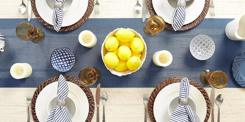 DII PVC Tabletop Collection Woven Indoor/Outdoor, Table Runner, 14x72, Nautical Blue...