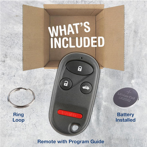 KeylessOption Key Fob Replacement for 1998 1999 2001 2002 2003 Honda Accord Acura TL Remote, 4-Button KOBUTAH2T, Programming Guide Included...