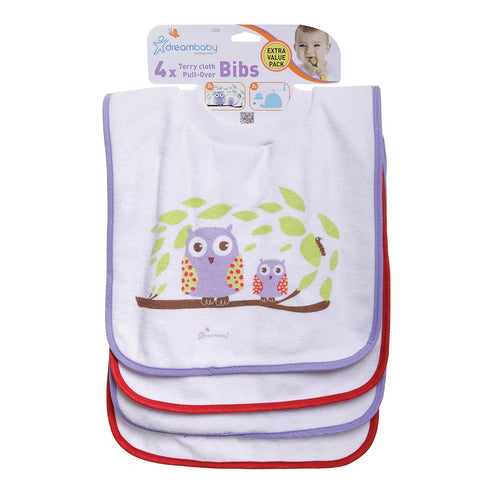 Dreambaby Terry Cloth Cotton Pullover Baby Bibs for Teething Feeding and Drooling - Super Absorbent & Extra Soft - Machine Washable for Easy Clean...