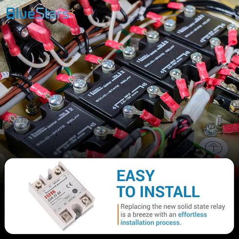 BlueStars Solid State Relay SSR-25AA AC to AC Input 80-250VAC to Output 24-380VAC 25A Single Phase Semi-Conductor Relay Module - Pack of 2 - Contr...