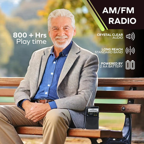 Coby Portable AM/FM Radio, Retro Pocket Radio for Indoor or Outdoor Use, Emergency-Preparedness Essential, 800-Hour Battery, Powerful Speakers, In...