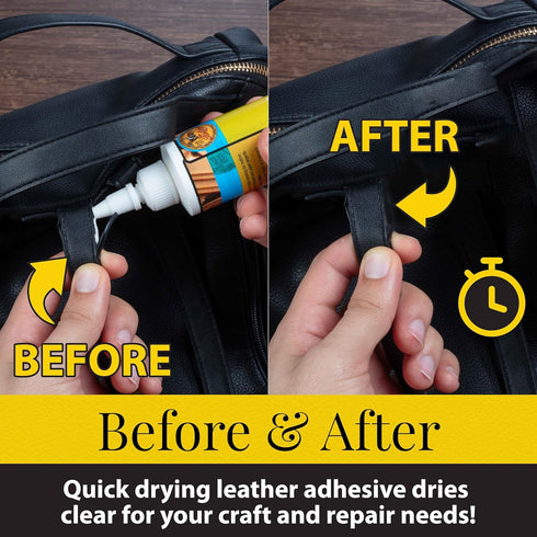 Fiebing's Leathercraft Cement - 4 oz Leather Glue Adhesive - Quick Drying, High Strength, Flexible, Permanent Bonding Leather Repair for Jackets, ...