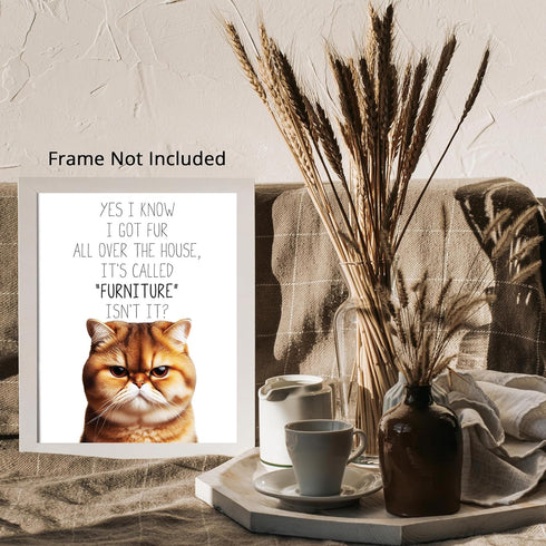Posterizer 1 pcs-I Know I Got Fur All Over the House-for cat lovers-Comedy Art-Art for Animal Lovers-Decor for Home & Office- UNFRAMED Wall Art...