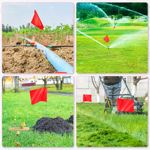 Marking Flags Marker Flags for Lawn 50 Pack, IKAYAS 4 * 5 * 15 Inch Red PVC Small Yard Flags Yard Marking Flags Lawn Flags, Garden Flags, Survey F...