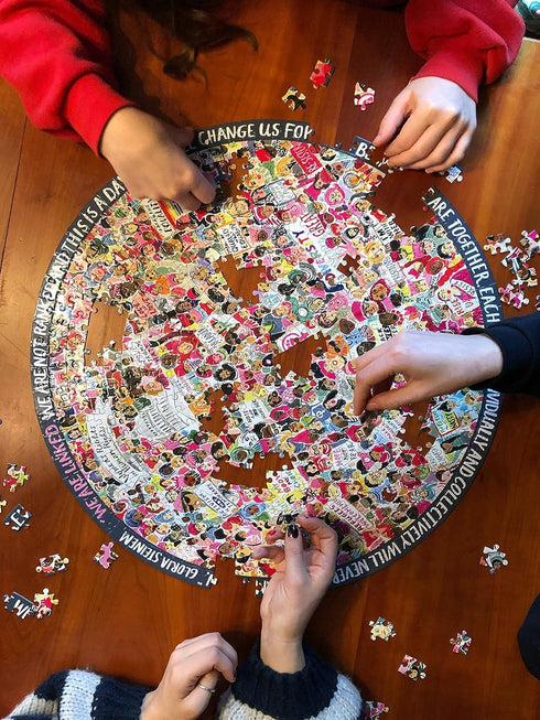 eeBoo: Piece and Love Women March! 500 Piece Round Circle Jigsaw Puzzle, Puzzle for Adults and Families, Glossy, Sturdy Pieces and Minimal Puzzle ...