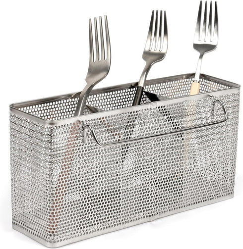 Kitchen Utensil Chopsticks Perforated Holder with Hooks - 304 Stainless Steel Storage for Organizer Dishwasher Safe (Large Rectangle)...