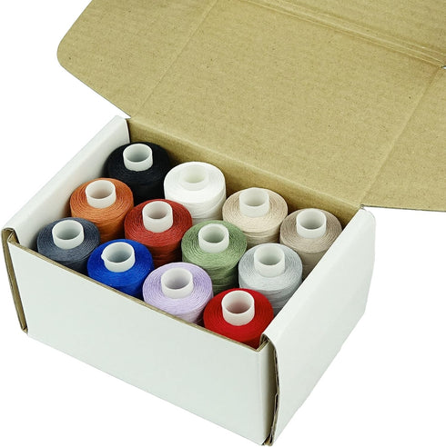 Simthread 12 Multi Colors All Purposes Cotton Quilting Thread 50s/3 Thread for Piecing Sewing etc - 550 Yards Each 12C01...