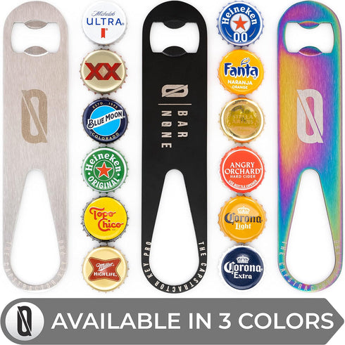 BAR NONE The Capstractor Key Pro | Bottle Cap Opener Bar Key Beer Speed Bartender Church Key, Stainless...