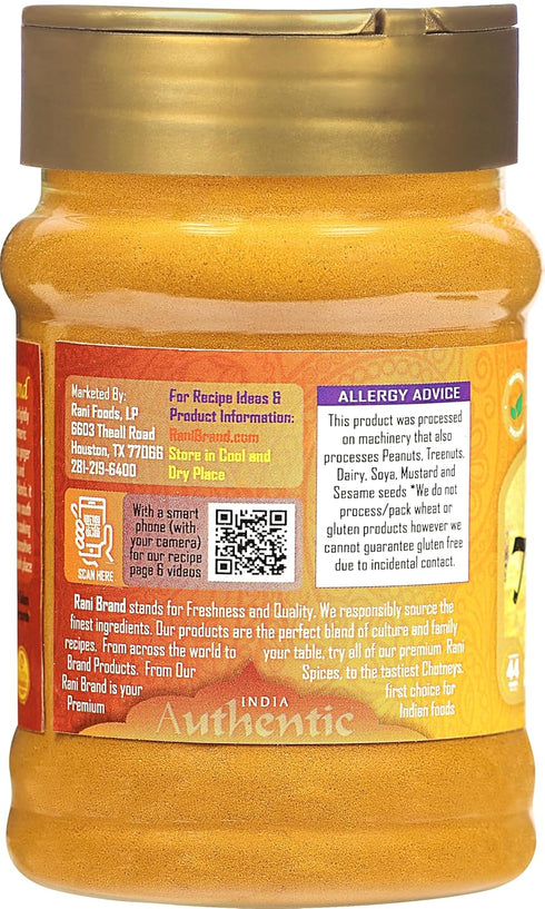 Rani Turmeric (Haldi) Root Powder Spice, (High Curcumin Content) 3oz (85g) PET Jar ~ All Natural | 100% Pure, Salt Free | Vegan | Gluten Friendly ...