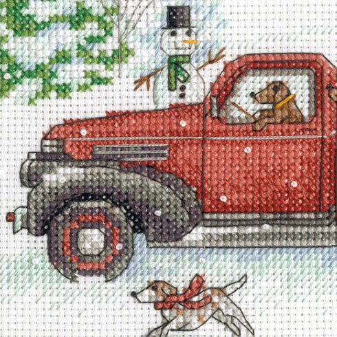 Dimensions 70-09622 Joy Ride Beginner's Mini Counted Cross Stitch Kit, 7" x 5", 14 Cnt. White Aida, 4 Pieces...