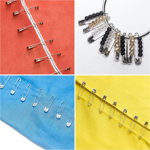 250 Pack Safety Pins by Luxurecourt, 4 Assorted Sizes of Durable, Silver Small and Large Safety Pins Bulk, Rust-Resistant Nickel Plated Steel, Sha...