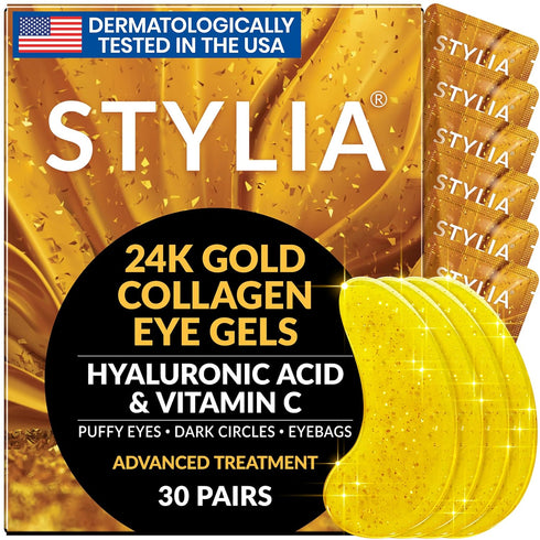 Under Eye Patches for Dark Circles and Puffy Eyes (30 Pairs), 24k Gold Eye Mask for Dark Circles and Puffiness with Vitamin C, Hyaluronic Acid, an...