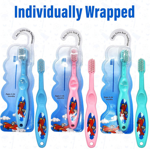 Baby Toothbrush- Soft Bristles – Set of 3 Toddler Toothbrush for Boys and Girls –Cute Colors and Designs Great Gift for Baby's and Toddlers...