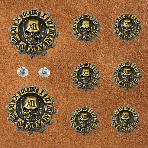 8pcs 37mm Screw Back Buttons for Leather Skull Screw Back Coin Screw Back Buttons Leather Craft Ornament Leather Decoration for Wallets Belts Vest...