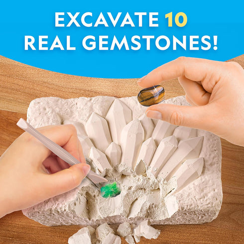 Gemstone Dig Kit – Dig Up 10 Real Gemstones and Crystals, Science Kit for Kids, Gem Digging Kit, Gift for Girls and Boys, Mining Kit, Rock Collect...