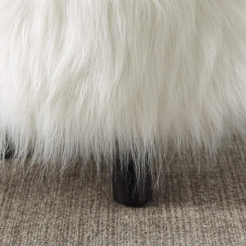 Linon Flokati Foot, 16-Inch, White Stool, 16"W x 16"D x 12.6"H,...