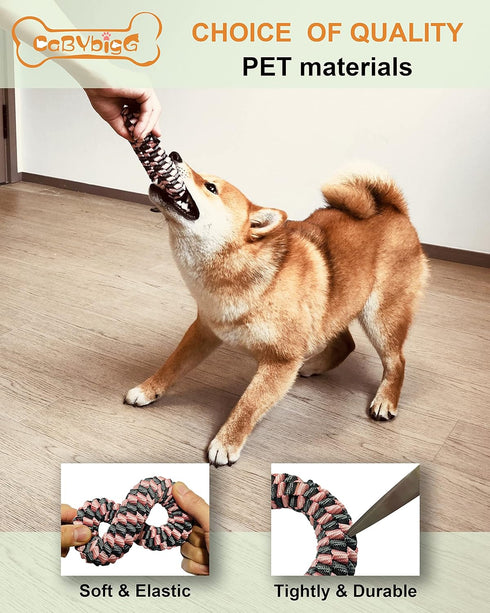Dog Rope Toy,No Stuffing Dog Toy,Puppy Chews for Teething,Girl Dog Toys,Dog Chew Toys, Ring & Bone Pink Dog Toys for Medium Small Dogs 2 Pack...