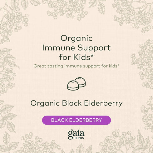 Gaia Herbs GaiaKids Black Elderberry Daily Gummies for Kids - Delicious Immune Support Supplement - Certified Organic Black Elderberries for Immun...