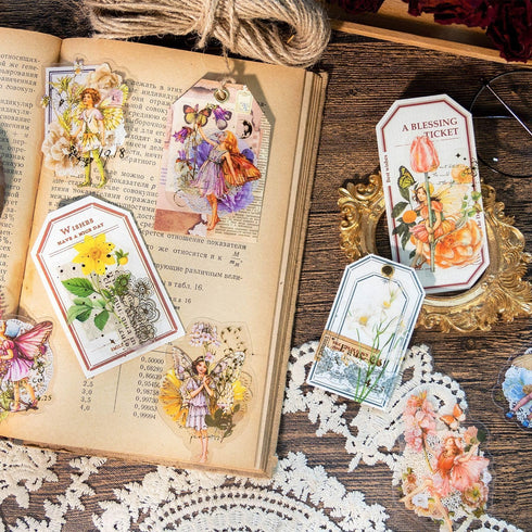 Yoksas 120 Pcs Gold Foil Butterfly Flower Fairy Stickers, Transparent Junk Journal Floral Fairyland Decals for Scrapbook,Tumbler,Planner,Laptops,R...