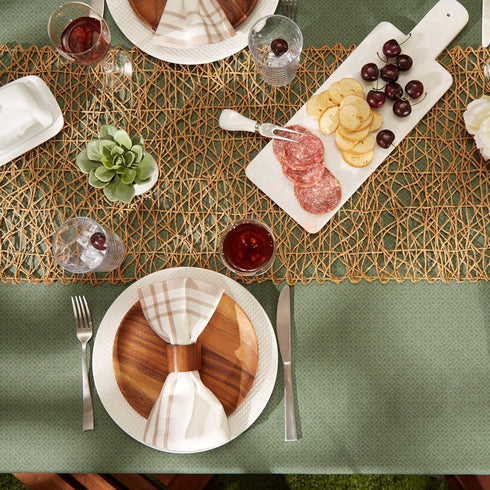 DII Indoor/Outdoor Re-Usable Tabletop Collection Tonal Lattice, Machine Washable, Tablecloth, 60" Round, Artichoke...