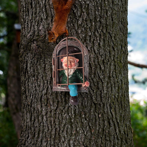 Garden Outdoor Decor, Gnome Statue Elf Out The Door Tree Hugger, Garden Lawn Decor Gnome Peeker Yard Art unimaginable Tree Sculpture Garden Decora...