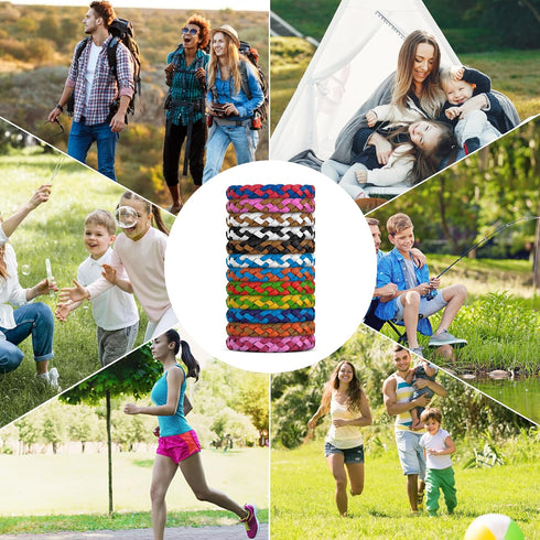 12 Pack Mosquito Repellent Bracelets, DEET-Free, Individually Wrapped PU Leather Insect & Bug Repellent Wrist Bands for Kids & Adults...