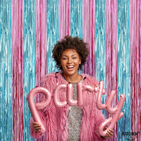 KatchOn, XtraLarge Pink and Blue Streamers - 3.2 x 8 Ft, Pack of 2 | Pink and Blue Streamers for Gender Reveal Decorations | Streamer Backdrop for...