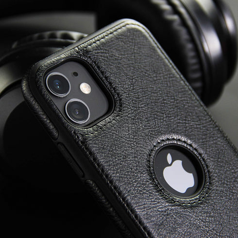Retro Leather Case for iPhone 11 Anti-Knock Back Cover Soft TPU Business Shell Phone Case (Black, for iPhone 11)...