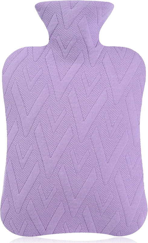 samply Hot Water Bottle with Cover, 2L Hot Water Bag for Hot and Cold Compress, Hand Feet Warmer, Neck and Shoulder Pain Relief, Light Purple...