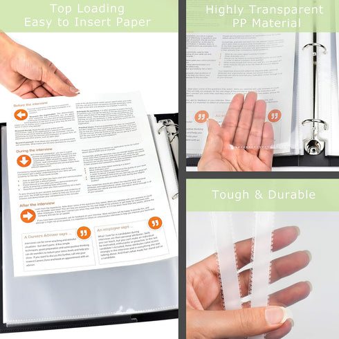 Heavy Duty Recipe Protectors, Holds Standard 8.5" x 11" Paper, 30 Pack, Reinforced Holes, Refill Sheets For 3 Ring Binders...
