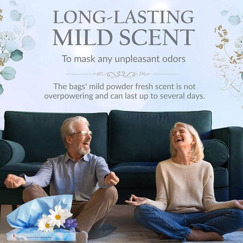 Heaven Scent Hygiene Bags Discreet Waste Disposal (Made in the USA) for Adult Briefs and Feminine Products - Mild Baby Powder Scent - Small, 50 Ba...