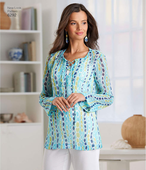 New Look Sewing Pattern 6292: Misses' Tunic or Top and Pull-on Pants, Size A, White...