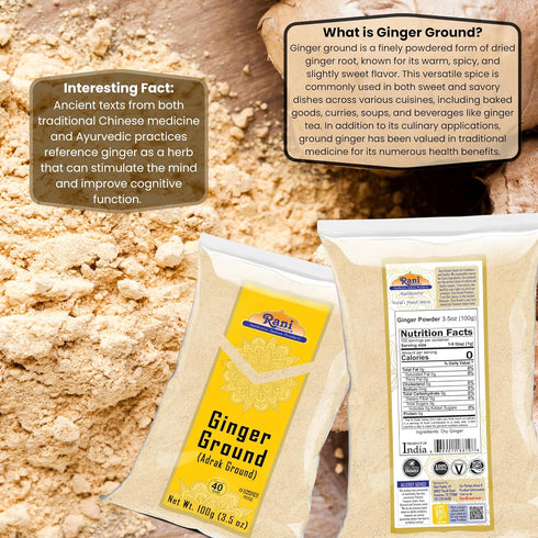 Rani Ginger (Adarak) Powder Ground, Spice 3.5oz (100g) ~ All Natural | Vegan | Gluten Friendly | NON-GMO | Kosher | Indian Origin...