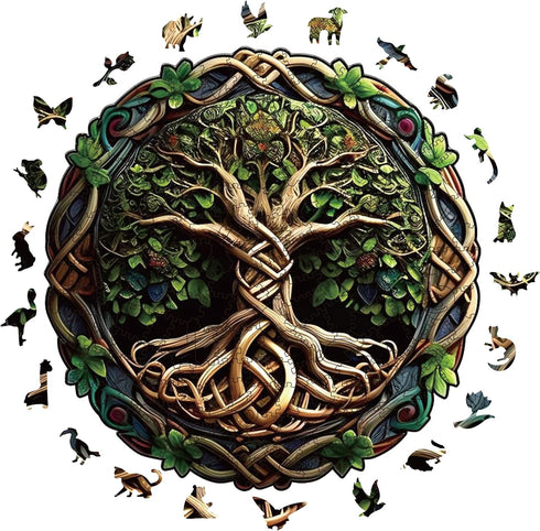 Wooden Puzzles for Adults, 200 Pieces Tree of Life Puzzle Uniquely Irregular Animal Shaped Wooden Jigsaw Puzzles, Creative Gift for Teenagers and ...
