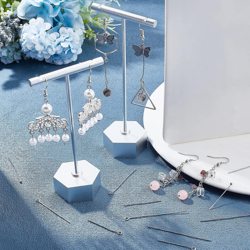 SUNNYCLUE 1 Box 600Pcs 8 Style 30mm 40mm 50mm Assorted Head Pins Stainless Steel Ball Pins Eye Pins for Jewelry Making Assorted 22 Gauge Open Eye ...