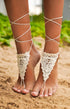 Barmine Chantilly Crochet Ivory Barefoot Sandals, cotton Anklet, 1 pair...