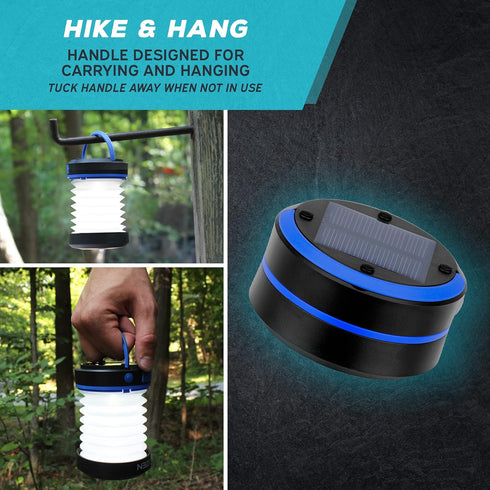 KIZEN Solar Camping Lantern - LED Lanterns for Power Outages, Camping Lights, Emergency Flashlight - Collapsible Lamp, Rechargeable W/ Solar or Pl...