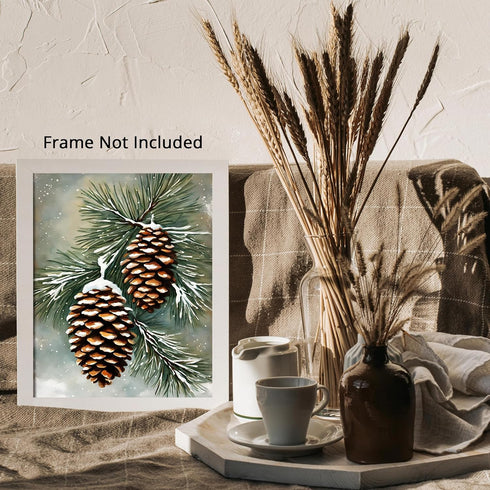 Posterizer 1 pcs-pinecones in snowey winter nature 8-Holiday Poster Collection-Landscape & Nature Art-Living Room Bedroom Decor- unframed wall art...