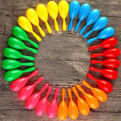 Resinta 30 Pieces Neon Maracas Shakers Mini Noisemaker Bulk Colorful Noise Maker with Drawstring Bag for Mexican Fiesta Party Favors Classroom Mus...
