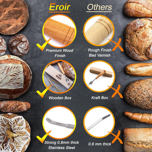 Hand Crafted Bread Lame Dough Scoring Tool in Wooden Storage Box for Sourdough Bread Baking - Dough Scoring Knife with 10 Extra Blades and a Prote...