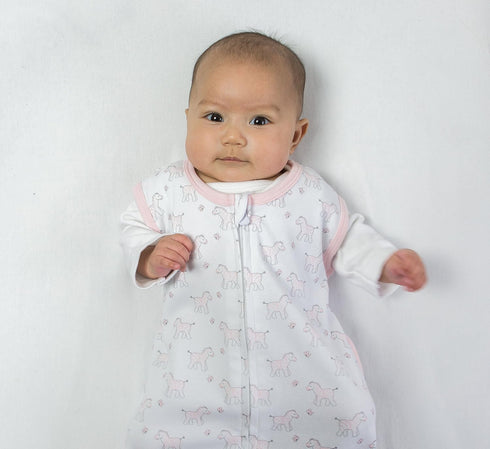Amazing Baby Cotton Sleeping Sack, Wearable Blanket with 2-way Zipper, Pink Tiny Zebras, Medium (6-12 mo)...