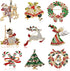 9 Piece Christmas Brooch Set with Rhinestone Crystal Christmas Ornament...