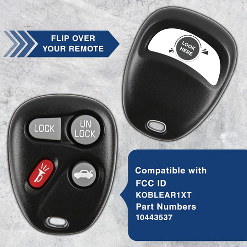 KeylessOption Key Fob Replacement for 2001 2002 2003 2004 2005 Chevrolet Chevy Impala Monte Carlo Pontiac Grand Prix Remote, 4-Button 10443537, Lo...