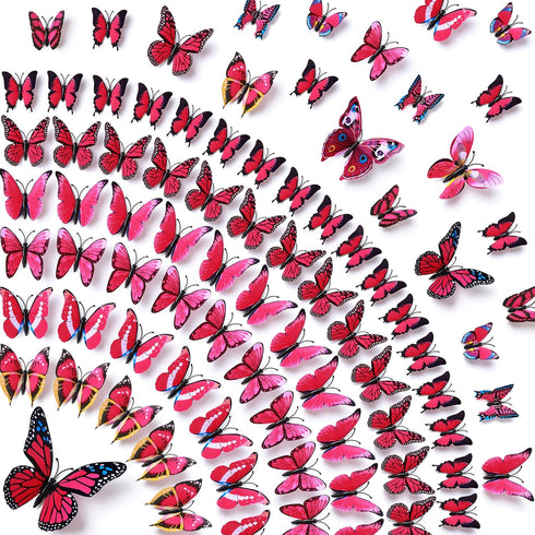 Amaonm® 60 Pcs 5 Packages Beautiful 3D Butterfly Wall Decals Removable DIY Home Decorations Art Decor Wall Stickers & Murals for Babys Bedroom Tv ...