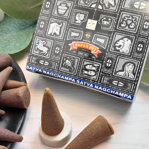Nag Champa Satya Sai Baba Temple Incense Cones Carton, 12 Box (Super Hit)...