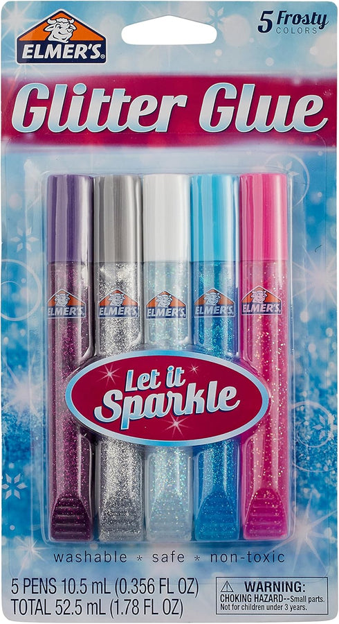 Elmer's Washable Glitter Glue, Frosty Colors, 5 Sticks, Great for Making Slime...