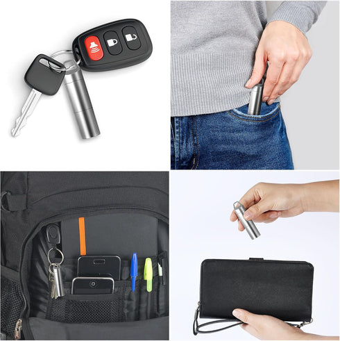 Small Pill Holder Keychain(2 Compartments Design), Portable Metal Pill Case Waterproof Pill Box Container Mini Stainless Steel Pill Organizer for ...