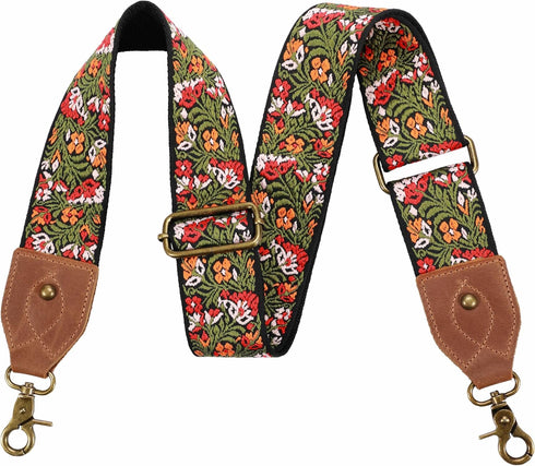 Purse Strap, 2"Cowhide Head Wide Shoulder Strap Adjustable Replacement,Retro Jacquard Embroidery Multi-pattern Crossbody Bag Straps for Handbag,Cr...