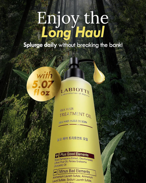 LABIOTTE Silk Oil Hair Treatment for Repair, Frizz Control & Shine - With Jojoba Oil for Dry, Damaged Hair Growth - 5.07 Fl Oz...