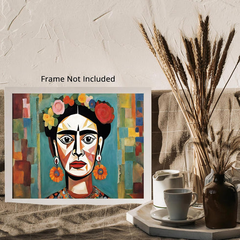 Posterizer 1 pcs- Frida Kahlo inspied art-abstract oil painting style-Famous Figures Art Collection-Abstract & Modern Art- Living Room Bedroom Dec...